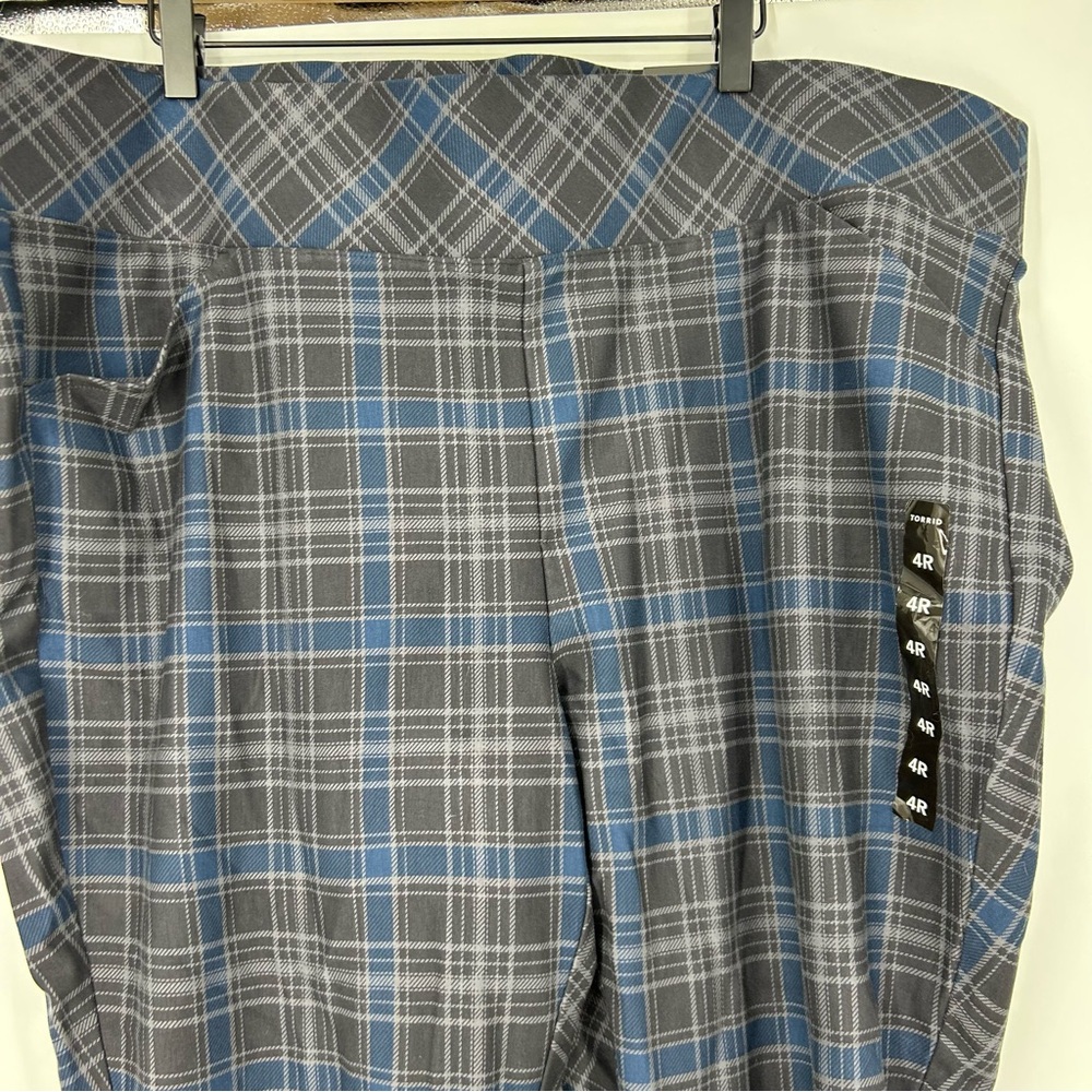 Torrid Pull On Pocket Pixie Pants Plaid Grey Blue… - image 3